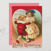 かわいい子ども踊りハート結婚式招待状 招待状 (正面/裏面)