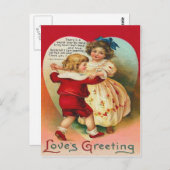 かわいい子ども踊りハート詩 ポストカード (正面/裏面)