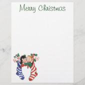 かわいい子ども連れのヴィンテージクリスマスストッキング (正面)