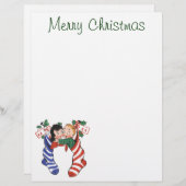 かわいい子ども連れのヴィンテージクリスマスストッキング (正面/裏面)