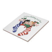 かわいい子ども連れのヴィンテージクリスマスストッキング タイル (側面)