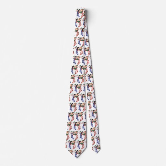 かわいい子ども連れのヴィンテージクリスマスストッキング ネクタイ (正面)