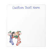 かわいい子ども連れのヴィンテージクリスマスストッキング ノートパッド (正面)