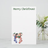 かわいい子ども連れのヴィンテージクリスマスストッキング 便箋 (スタンド正面)
