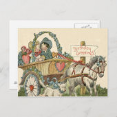 かわいい子ども馬の犬馬車 ポストカード (正面/裏面)