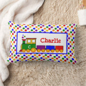 かわいい子のおもちゃパーソナライズされた列車の水玉模様 ランバークッション (ブランケット)