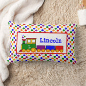 かわいい子のおもちゃパーソナライズされた列車の水玉模様 ランバークッション (ブランケット)