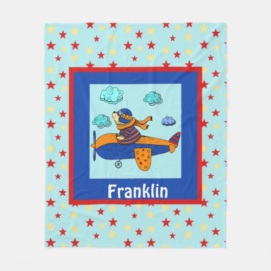 かわいい子のアビエパーソナライズされたーター・ベア フリースブランケット (正面)