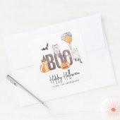 かわいい子のハッピーハローウィン猫たち幽霊たちカボチャ スクエアシール (封筒)