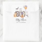 かわいい子のハッピーハローウィン猫たち幽霊たちカボチャ スクエアシール (バッグ)