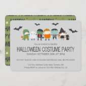 かわいい子のハロウィーンの衣装パーティー 招待状 (正面/裏面)