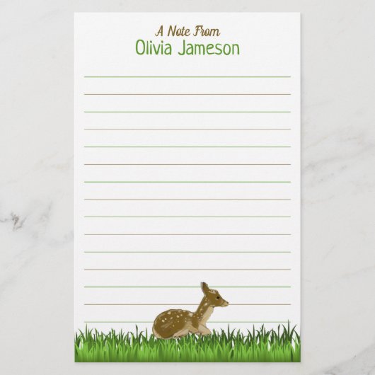 かわいい子の名前ウッドランド動物裏文房具 便箋 (正面)
