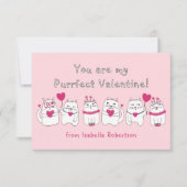 かわいい子の教室バレンタインデーの猫ピンク ノートカード (正面)