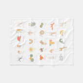 かわいい子の水色アルファベット フリースブランケット (正面(横))