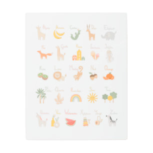 かわいい子の水色アルファベット メタルプリント