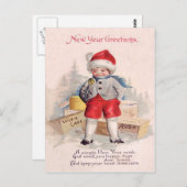 かわいい子の積雪パッケージのメール ポストカード (正面/裏面)