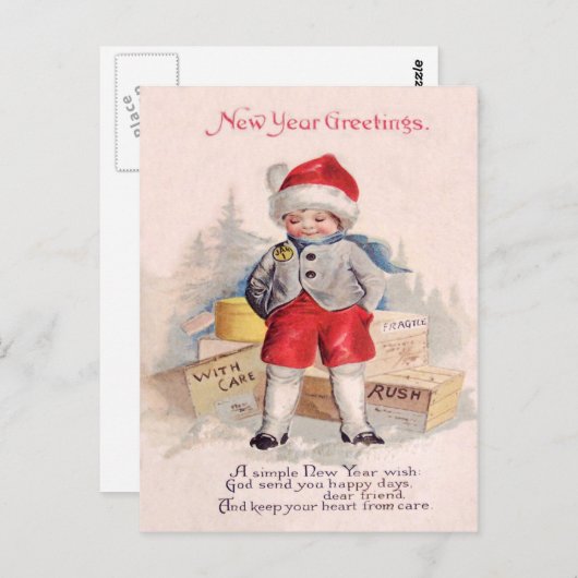 かわいい子の積雪パッケージのメール ポストカード (正面/裏面)