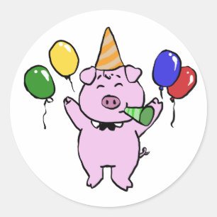 かわいい子ぶたの誕生日パーティー バックカラーを選ぶ ラウンドシール