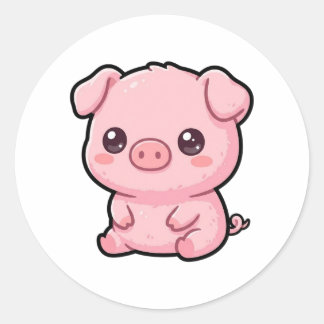 かわいい子ぶたクラシックステッカー ラウンドシール