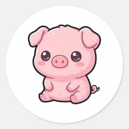 かわいい子ぶたクラシックステッカー ラウンドシール (正面)
