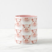 かわいい子ぶた ピンク色のブタ 農場 田舎 マグカップ (中央)