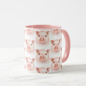 かわいい子ぶた ピンク色のブタ 農場 田舎 マグカップ (正面右)