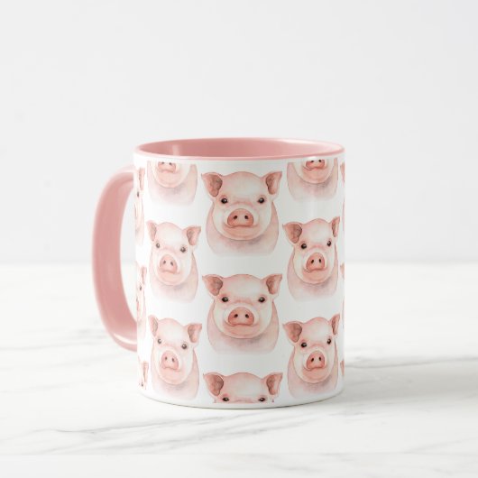 かわいい子ぶた ピンク色のブタ 農場 田舎 マグカップ (正面左)