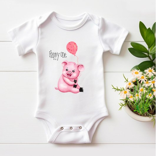 かわいい子ぶた ベビーボディスーツ