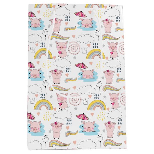 かわいい子ぶた ミディアムペーパーバッグ (正面)