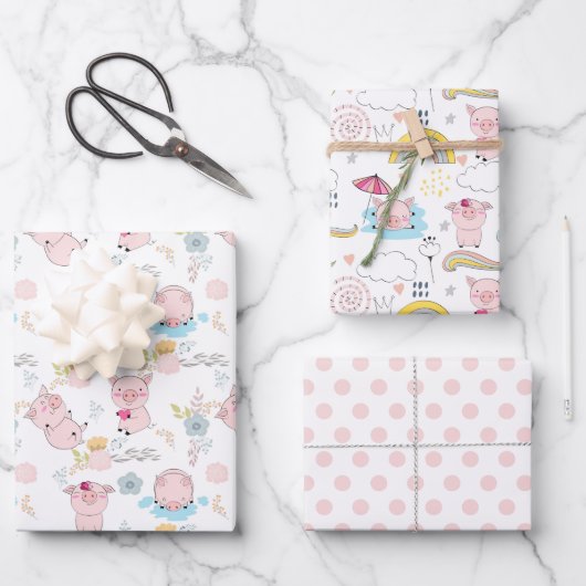 かわいい子ぶた ラッピングペーパーシート (正面)