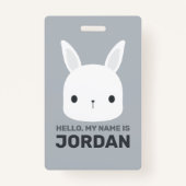 かわいい子ウサギのパーソナライズされた名前 バッジ (正面)