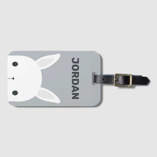 かわいい子ウサギのパーソナライズされた名前 ラゲッジタグ (正面横)