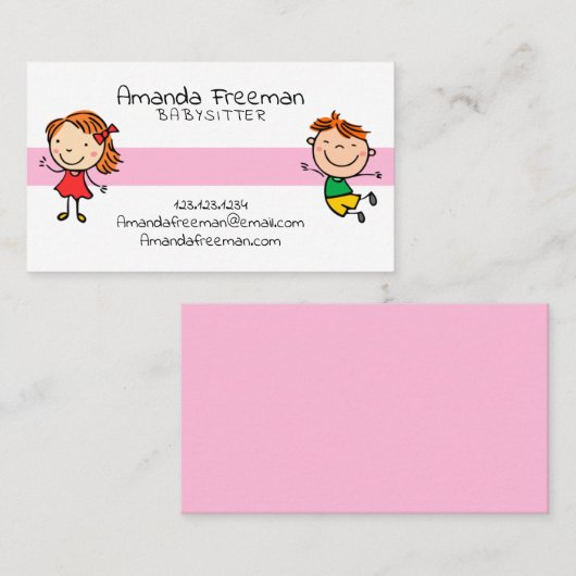かわいい子カラフルどもたちの育児とベビーシッター 名刺 (正面/裏面)