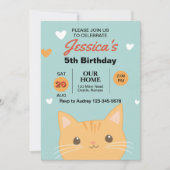 かわいい子カラフル猫の誕生会 招待状 (正面)