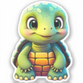 かわいい子ガメの動物の漫画|過去記事 シール (正面)