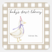 かわいい子ガモちゃんの最初の本棚 スクエアシール (正面)