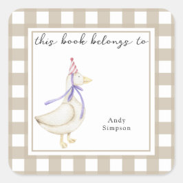かわいい子ガモ この本は のものです スクエアシール