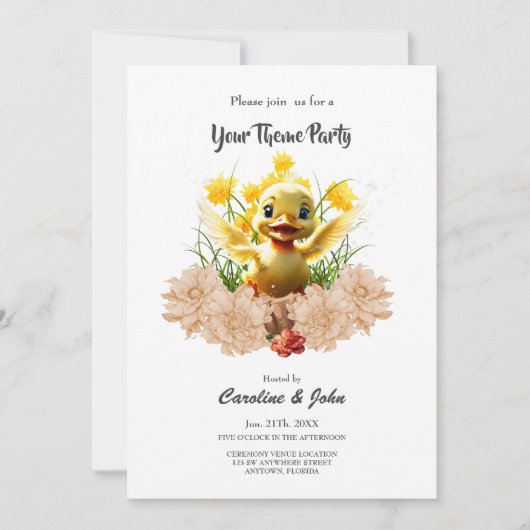 かわいい子ガモ 招待状 (正面)