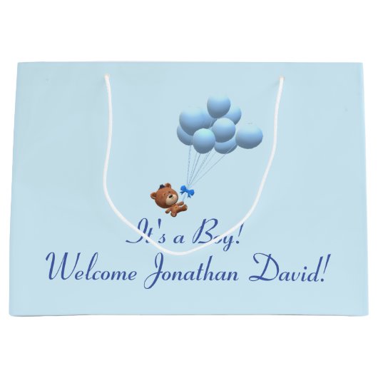 かわいい子クマと風船をテーマにした抱き枕 ラージペーパーバッグ (正面)