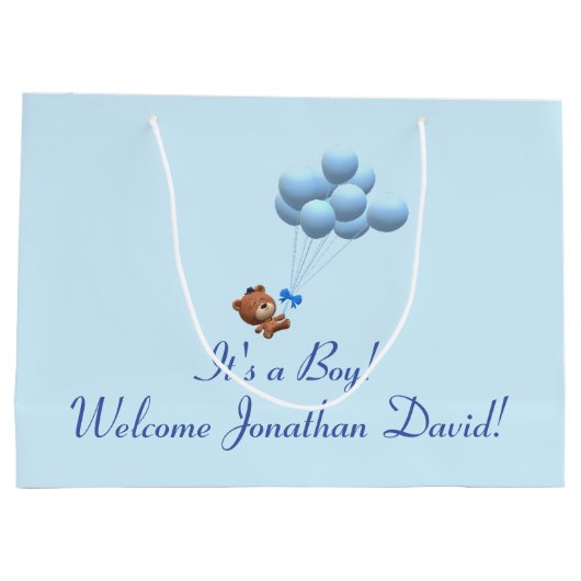 かわいい子クマと風船をテーマにした抱き枕 ラージペーパーバッグ (裏面)