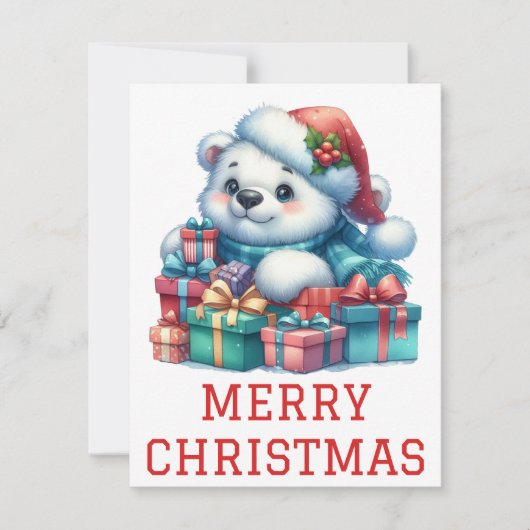 かわいい子グマのクリスマスカード シーズンカード (正面)
