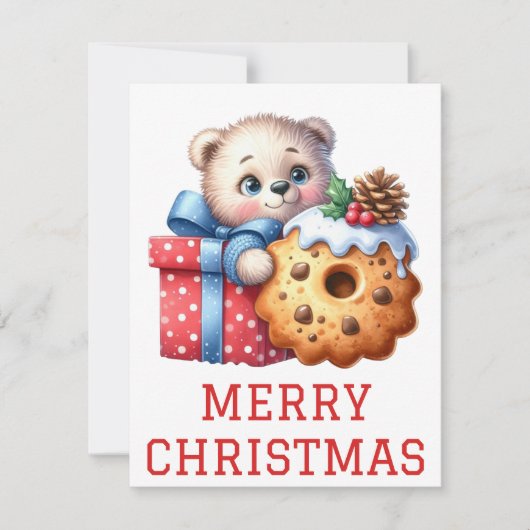かわいい子グマのクリスマスカード シーズンカード (正面)