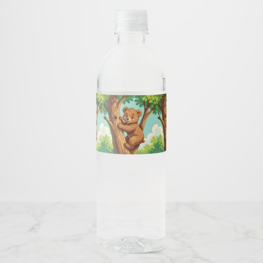かわいい子グマの木登り ペットボトルラベル (正面)