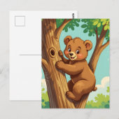 かわいい子グマの木登り ポストカード (正面/裏面)