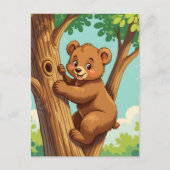 かわいい子グマの木登り ポストカード (正面)