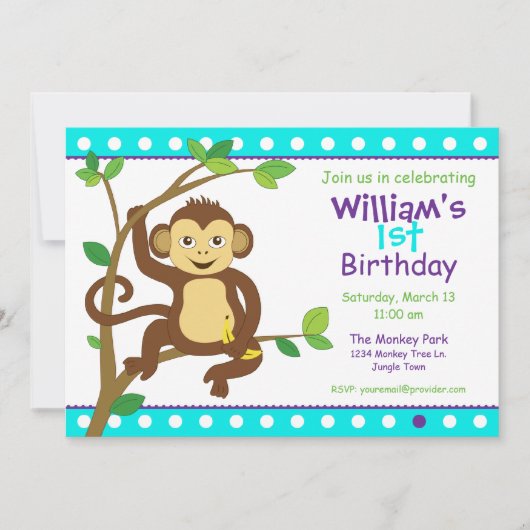 かわいい子ザル 招待状 (正面)