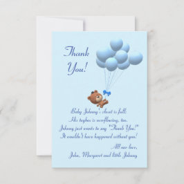 かわいい子テディベアとバルーンテーマ サンキューカード