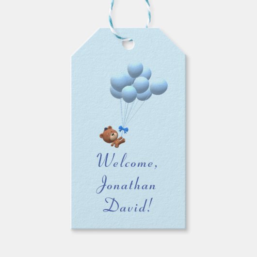 かわいい子テディベアとバルーン ギフトタグ (正面)