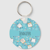 かわいい子ネコお洒落柄 キーホルダー (正面)