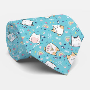 かわいい子ネコお洒落柄 ネクタイ
